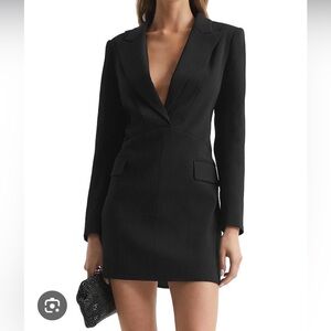 Reiss Black Mini Tuxedo Dress - Size 6